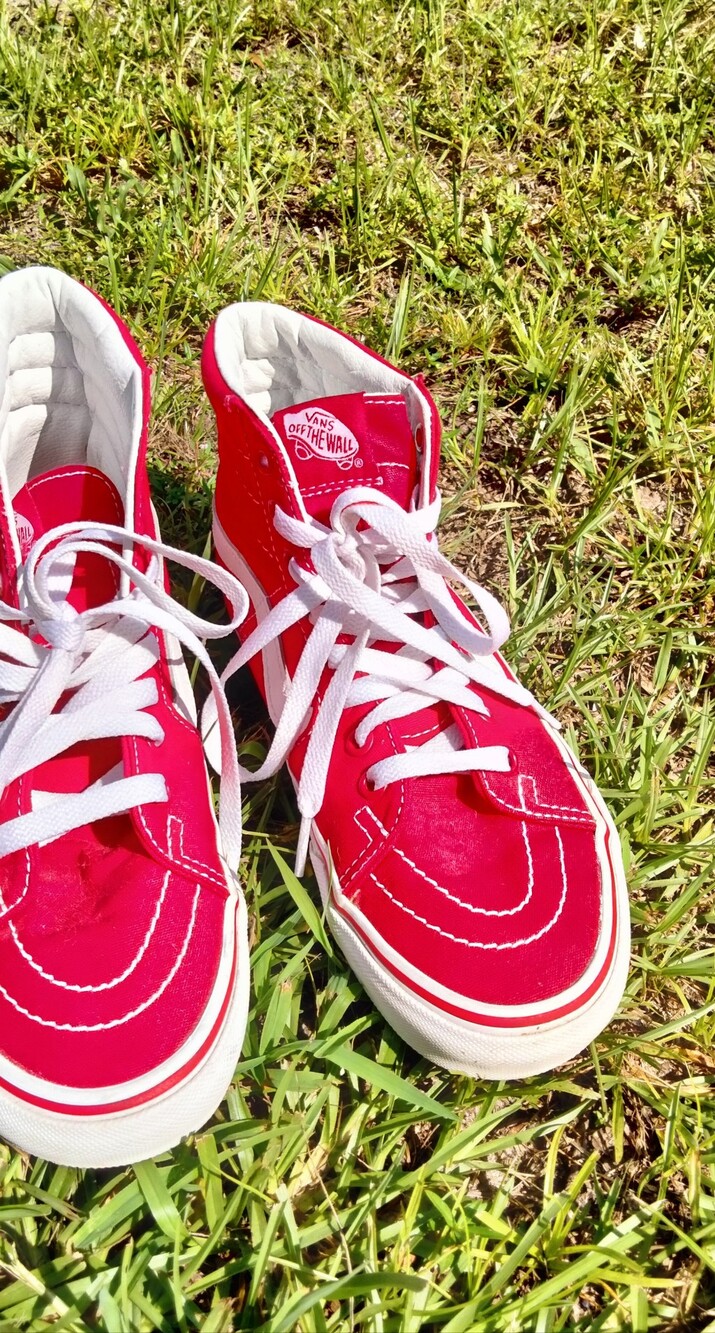 Vans Red High-Top Sneakers with White Laces